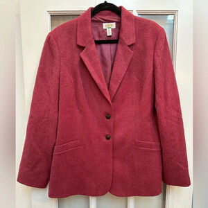 Vintage Talbots 100% Wool Cinnamon Red Classic Tweed Blazer Jacket Plus Size 16